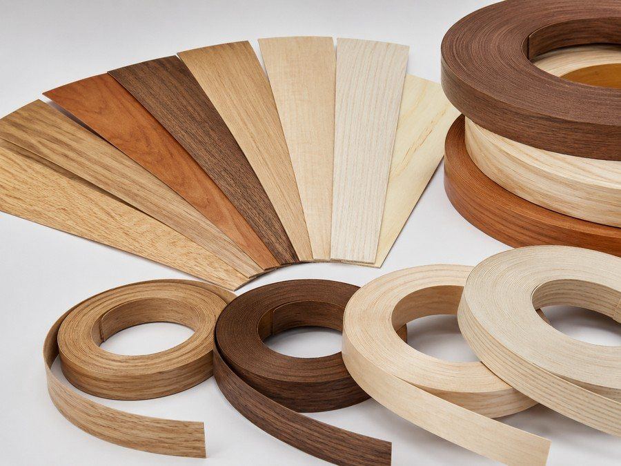 Samples of wood edge banding in several species