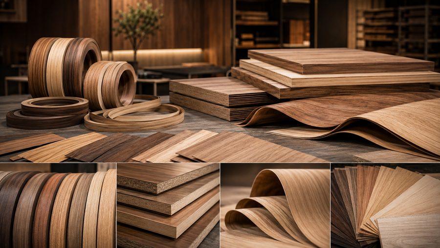 Samples of real wood veneer